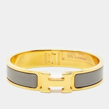 Pre Owned Hermès Clic H Enamel Gold Plated Bracelet