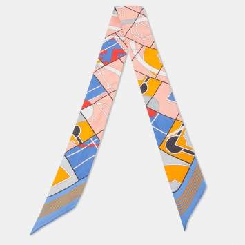 Pre Owned Hermes Coral Pink Printed Silk Twilly 