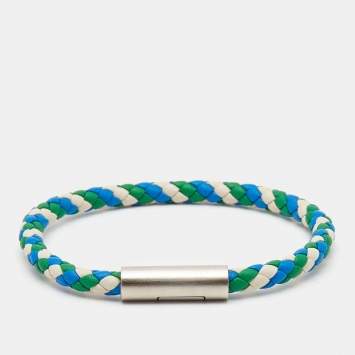 Pre Owned Hermes Goliath Leather SIlver Tone Bracelet