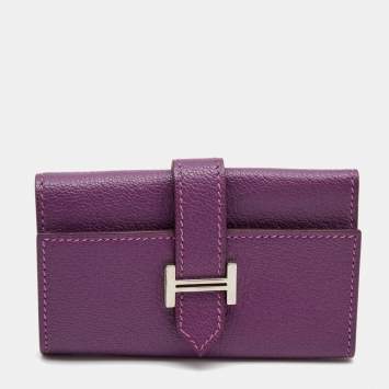 Pre Owned Hermes Anemone Chevre Leather Bearn Key Ring Holder