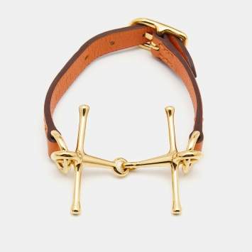 Pre Owned Hermes Swift Mors Leather Gold Plated Bracelet