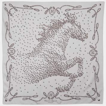 Pre Owned Hermès Grey Cheval de Legende Printed Silk Square Scarf