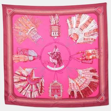 مملوكة مسبقًا Hermes Pink Cuirs du Desert Printed Silk Square Scarf