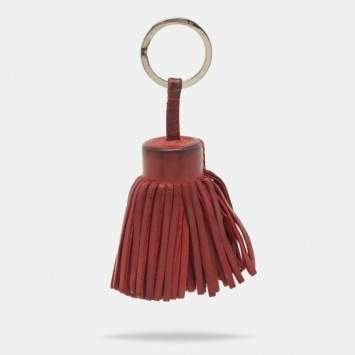 Pre Owned Hermes Ruby Lambskin Leather Carmen Tassel Keychain
