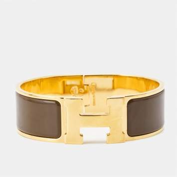 Pre Owned Hermès  Clic Clac H Enamel Gold Plated Bracelet