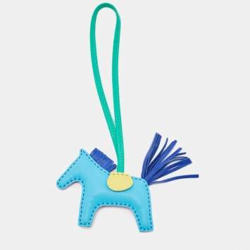 Pre Owned Hermes Bleu Aztec/Bleu Electrique/Soufre/Rose Shocking/Violet/Menthe Milo Leather GriGri Rodeo Bag Charm PM