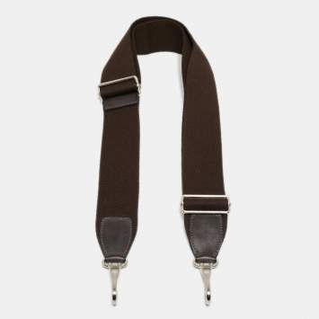 Pre Owned Hermes Ebene Canvas and Leather Adjustable Bag Strap