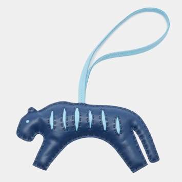 Pre Owned Hermes Bleu de Malte/Celeste Milo Leather RooRoo Bag Charm