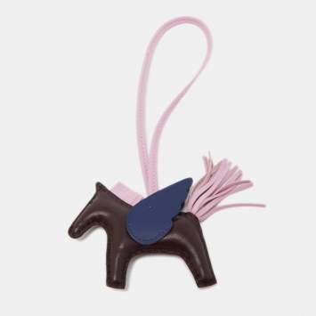 Pre Owned Hermes Rouge Sellier/Mauve Sylvestre/Bleu Saphir Milo Leather GriGri Rodeo Pegase Bag Charm PM