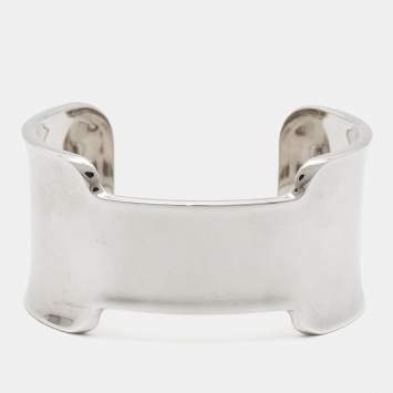 Pre Owned Hermes  Amazone Sterling Silver Medium Model Open Cuff Bracelet