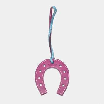 Pre Owned Hermes Bleu Jean/Ultraviolet Swift Leather Paddock Fer a Cheval Bag Charm