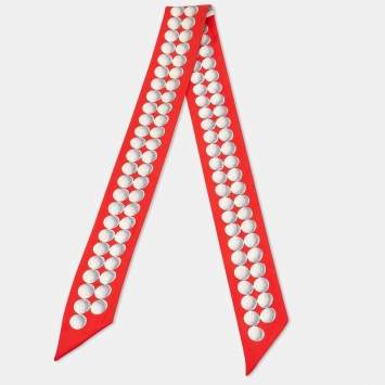 Pre Owned Hermès Red Golf Balls Print Silk Twilly