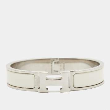 Pre Owned Hermès Clic H Enamel Palladium Plated Bracelet