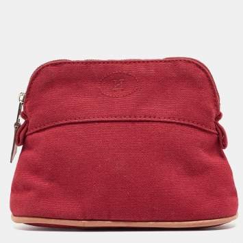 Pre Owned Hermes Rouge Canvas Mini Mini Bolide Case