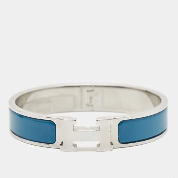 Pre Owned Hermès Clic H Enamel Palladium Plated Bracelet