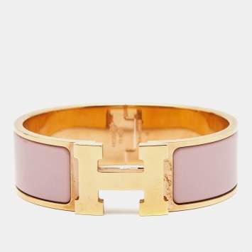 Pre Owned Hermes Clic Clac H Enamel Gold Plated Bracelet