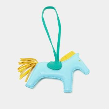 Pre Owned Hermès Celeste/Lime/Malachite Milo Leather GriGri Rodeo Bag Charm MM