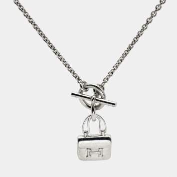 Pre Owned Hermes  Amulettes Constance Sterling Silver Pendant Necklace