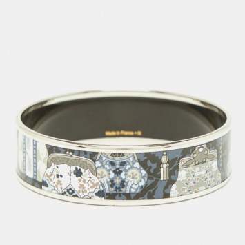 Pre Owned Hermès  Cachemire de Tamara Enamel Palladium Plated Bangle Bracelet