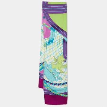 Pre Owned Hermès Green/Purple Grande Tenue Cashmere & Silk Shawl