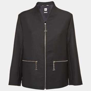 Pre Owned Hermes Black Wool Chaine d'Ancre No-collar Jacket M