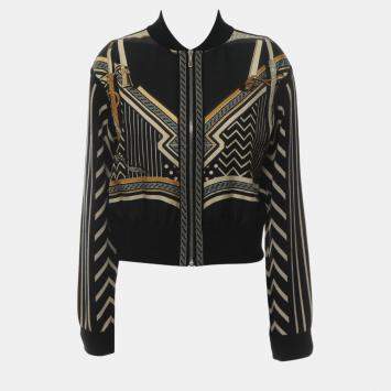 Hermes Multicolour Virgin Wool Silk Printed Bomber Jacket M