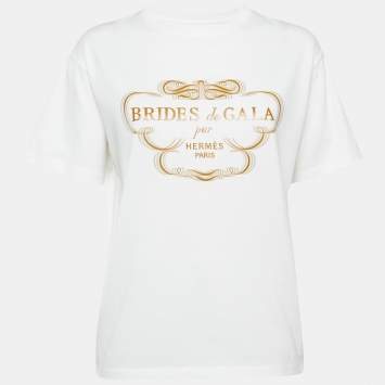 Hermès White Printed Cotton Crew Neck T-Shirt M