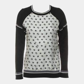 Hermes Black/White Silk, Cotton Cashmere Silk Sweater FR Women 34