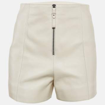 Pre Owned Hermès Off White Leather Shorts S