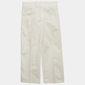 Hermes White Cotton Straight Leg Trousers S