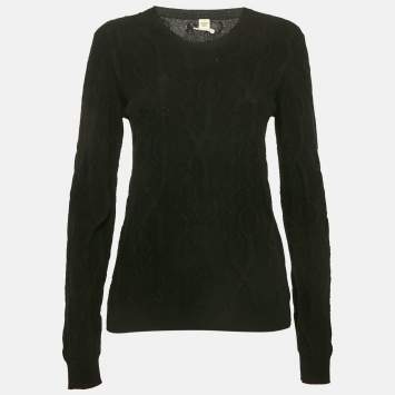Hermes Black Horse Bit Jacquard Knit Cashmere Long Sleeve Sweater M
