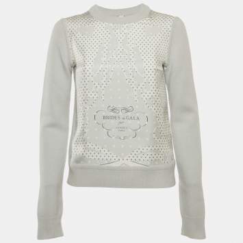 Hermès Light Blue Brides de Gala Print Silk and Wool Blend Twillaine Sweater S