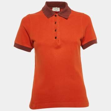 Hermes Orange Cotton Pique Polo T-Shirt S