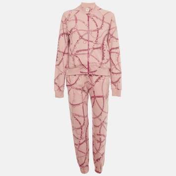 Hermes Pink Cotton Knit Tresor de Medor Jacket and Sweatpants Set M