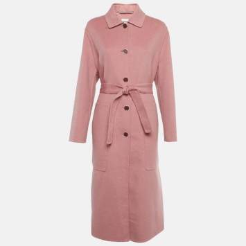 مملوكة مسبقًا Hermes Pink Cashmere Felt Belted Coat M