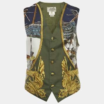 مملوكة مسبقًا Hermès Multicolor Printed Silk Sleeveless Vest 3XL