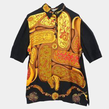 Pre Owned Hermes Short Sleeve Polo Shirt Top Black #M