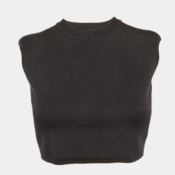 Pre Owned Hermes Black Knit Sleeveless Crop Top M