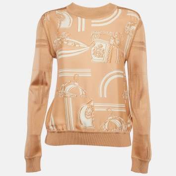 مملوكة مسبقًا سويتر هيرمس ليكرا وحرير بيج ديسورد فينس تويليلين مقاس متوسط (ميديوم)