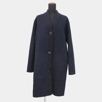 مملوكة مسبقًا معطف هيرميس كشمير مزدوج الوجه كارديغان مقاس 38 أزرق نوير6E0135Db كشمير 100%