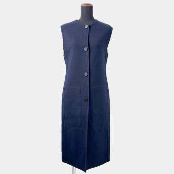 Pre Owned جيليه هيرمس طويل مقاس 34 كشمير 100% كحلي