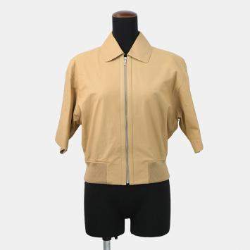 مملوكة مسبقًا Hermes Leather Jacket Size 36 Beige Leather Cotton