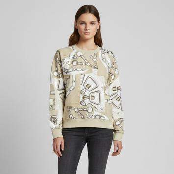 Pre Owned Hermes Beige Glaise Cotton Jersey Effet Kaleidoscope Crewneck Sweatshirt L