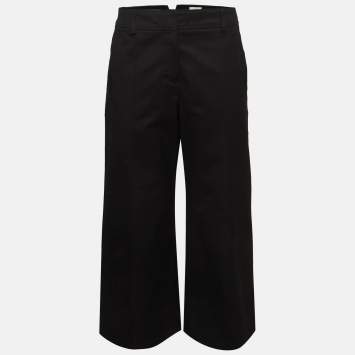 Pre Owned Hermes Black Cotton Blend Pleated Straight Fit Trouser S