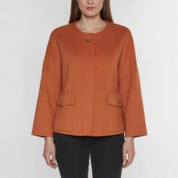 Pre Owned Hermes Burnt Orange Cashmere Ring Hardware Detail Evening Jacket M