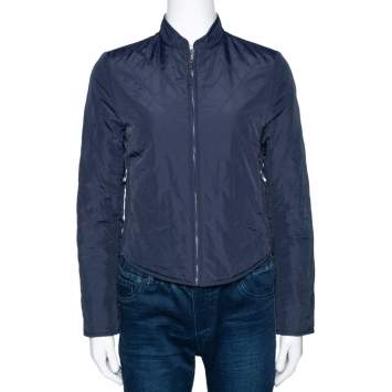 مملوكة مسبقًا Hermes Navy Blue Quilted Reversible Jacket XS
