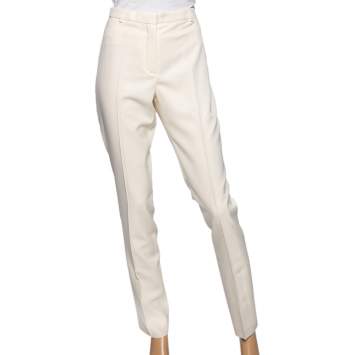 Pre Owned Hermes Cream Wool Trousers M