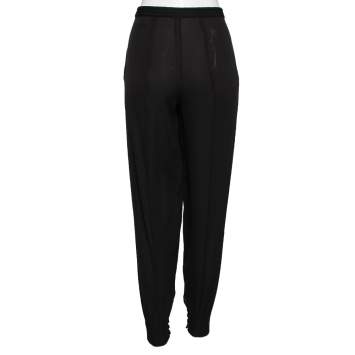 Pre Owned Hermes Black Silk Quilted Detail Joggers M