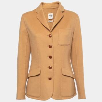 Pre Owned Hermes Vintage Tan Brown Camel Hair Coat M
