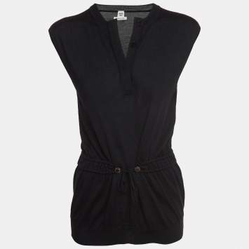 Pre Owned Hermes Black Cashmere & Silk Elasticated Waist Sleeveless Top S